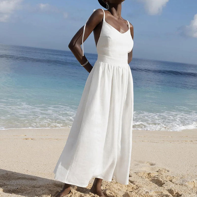 Women's Elegant Sexy Solid Color Mori Style High Dress