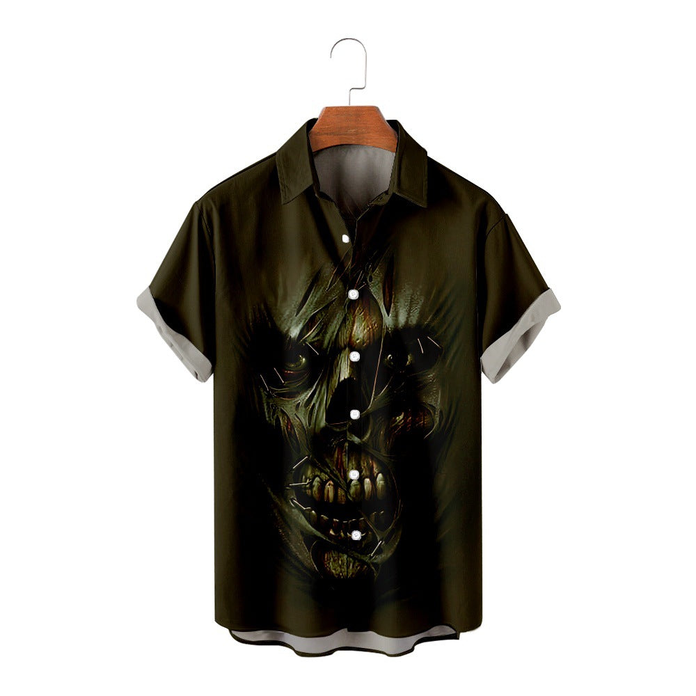 Skull Peripheral Digital Printing Casual Short-sleeved Blouse