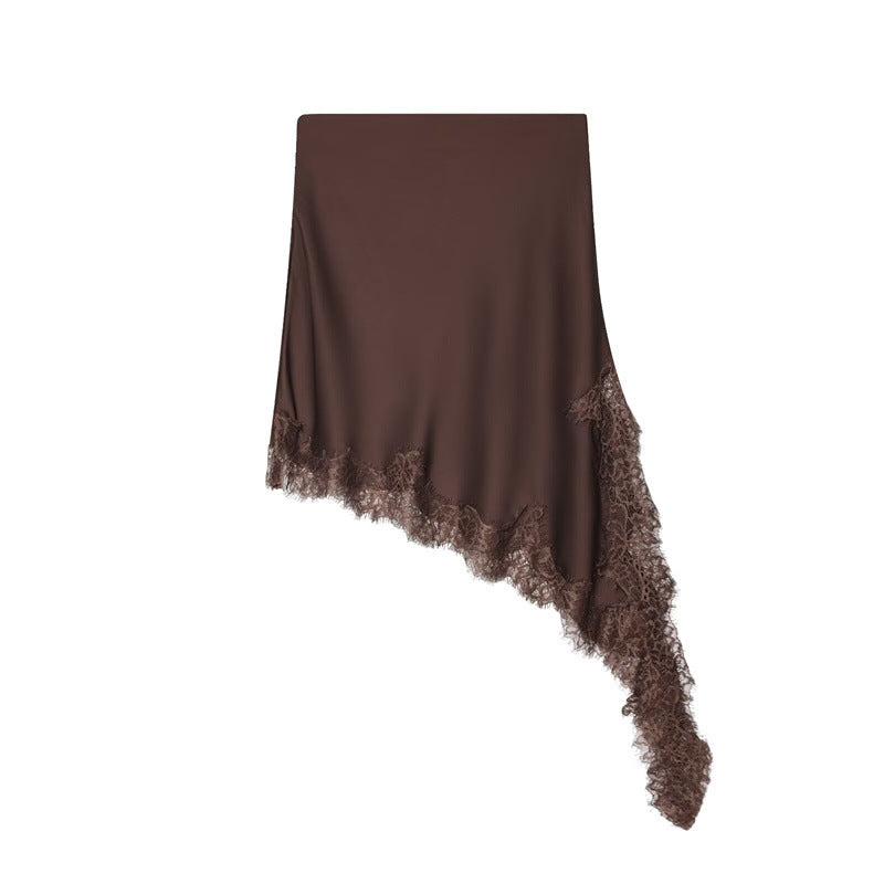 Women's Winter Fashion Simple Asymmetric Lace Skirt