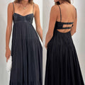 Women's Summer Sexy Backless Spaghetti Straps Leather Dress