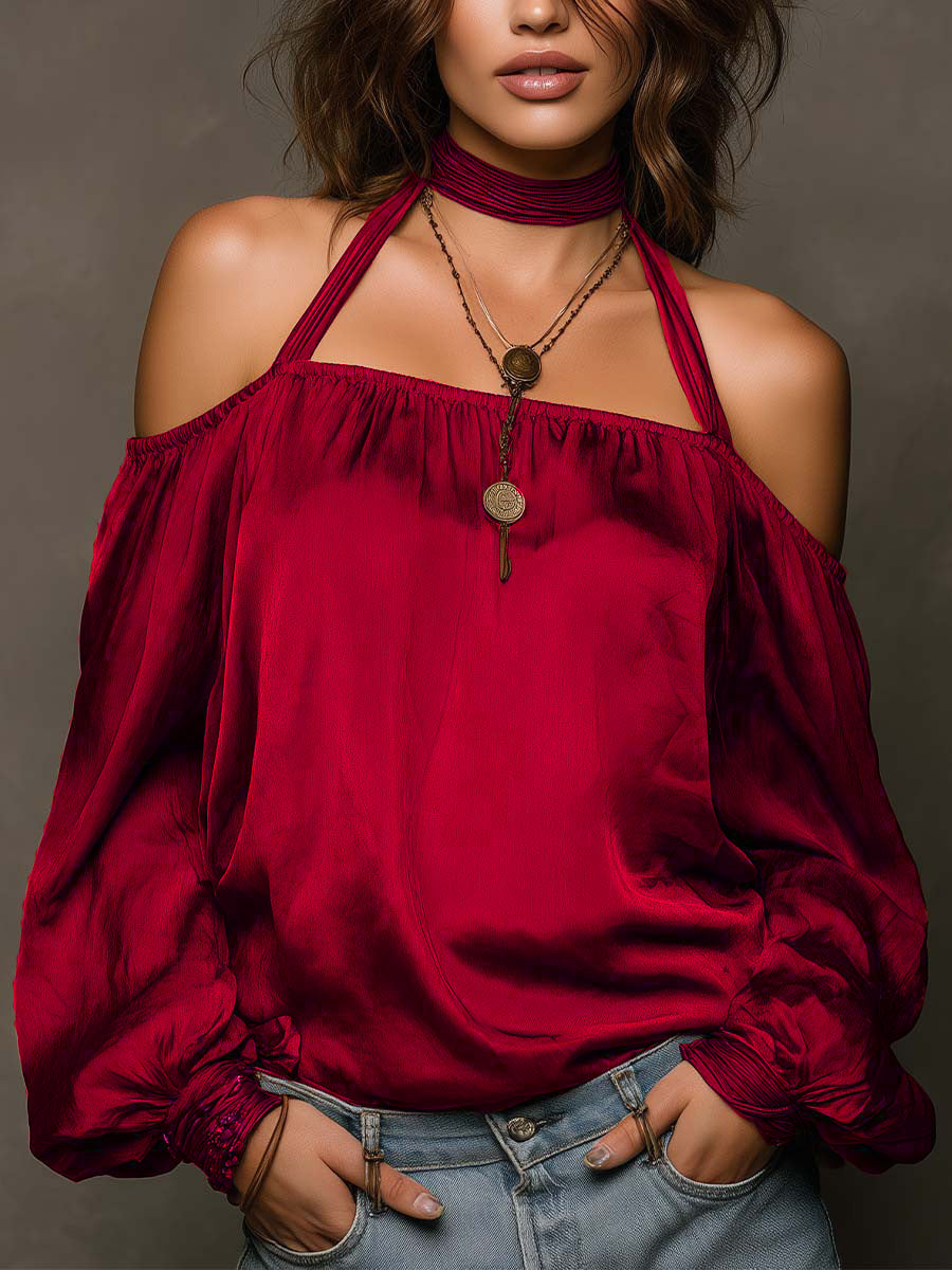 Women's Fashion Wear Elegant Matte Satin Shirt Blouse
