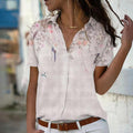 Women's Fashion Print Casual Sleeve Loose Button Blouse