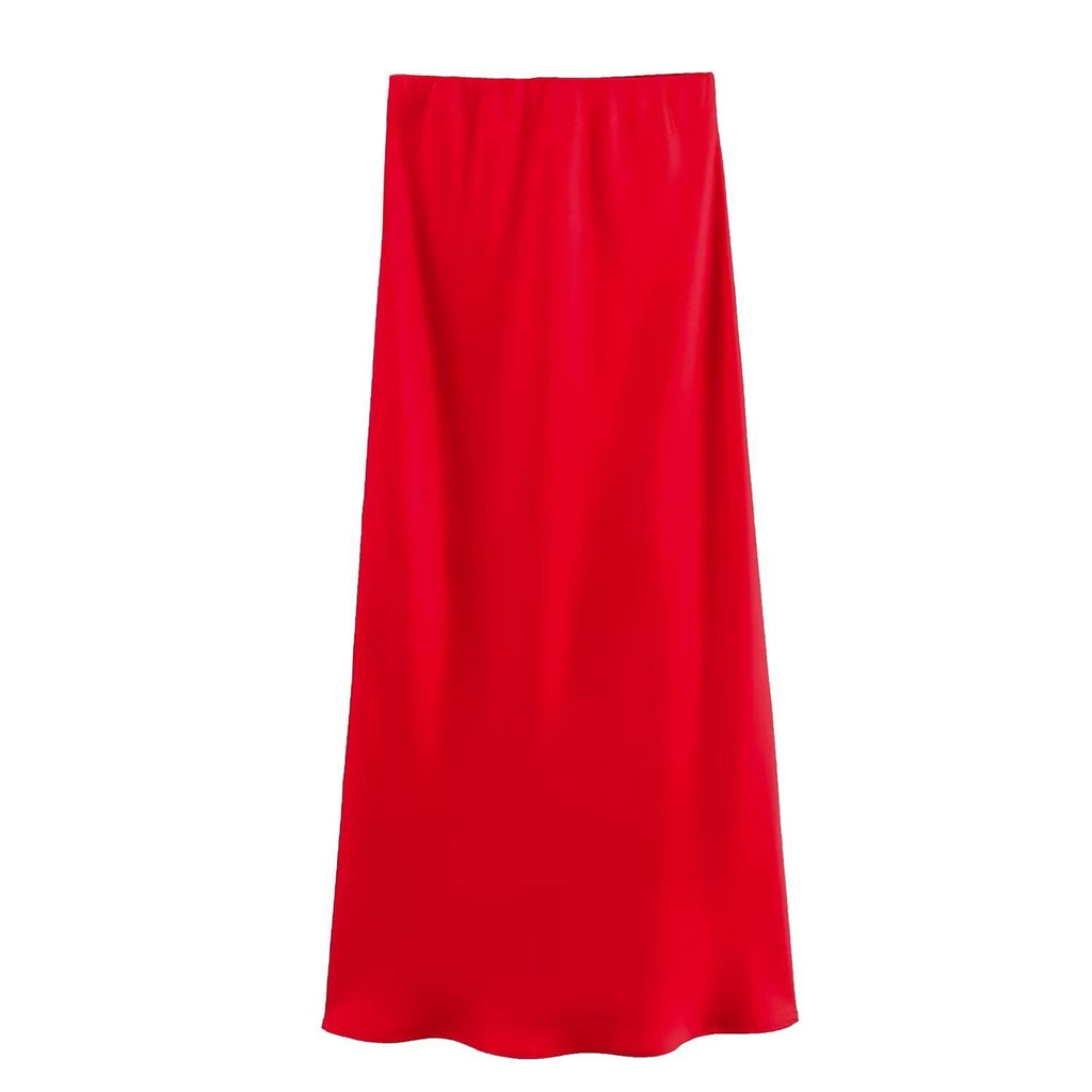 Durable Women's Fashion Simple Multicolor Satin Skirts