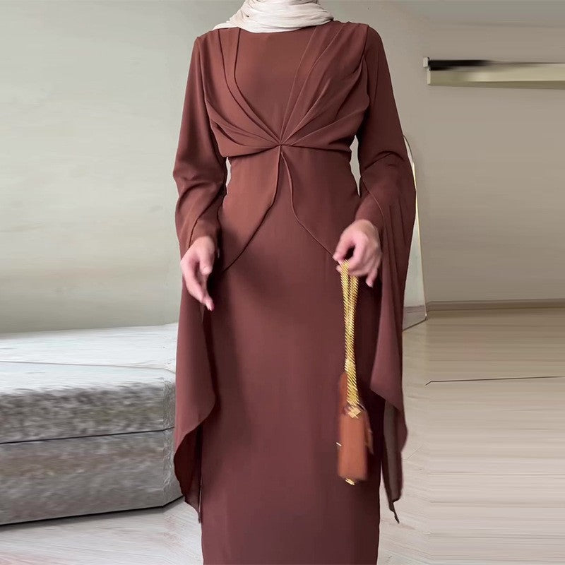 Women's Summer Elegant Solid Color Waist Graceful Dress