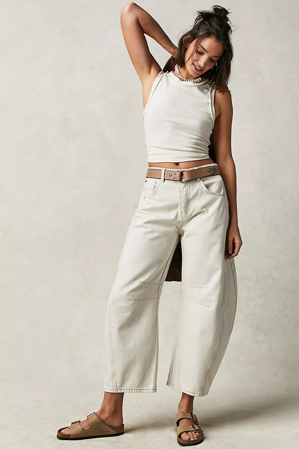 Women's European Loose Washed-out Wide Leg Drape Women's Jeans
