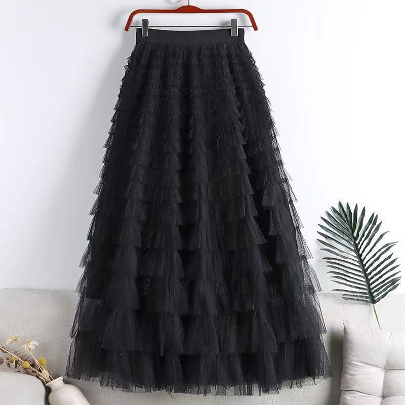 Charming Mesh Stitching Cake Dress Long Skirt