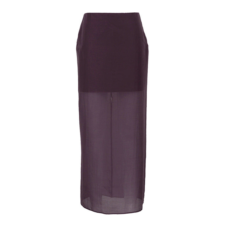 Women's Fashionable Black Mesh Design High Waist Skirts