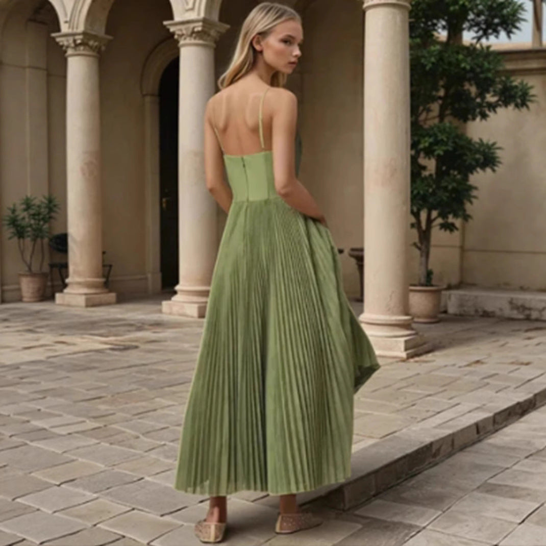 Women's Sexy Sling Backless Maxi Sleeveless Deep Bridesmaid Dress