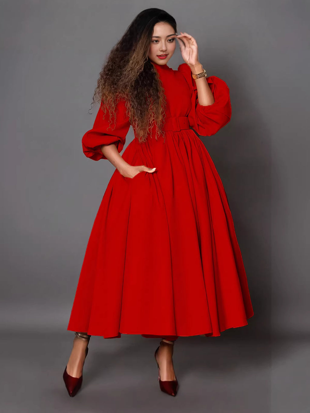 A- Line Shirt With Pockets Belt Skirts