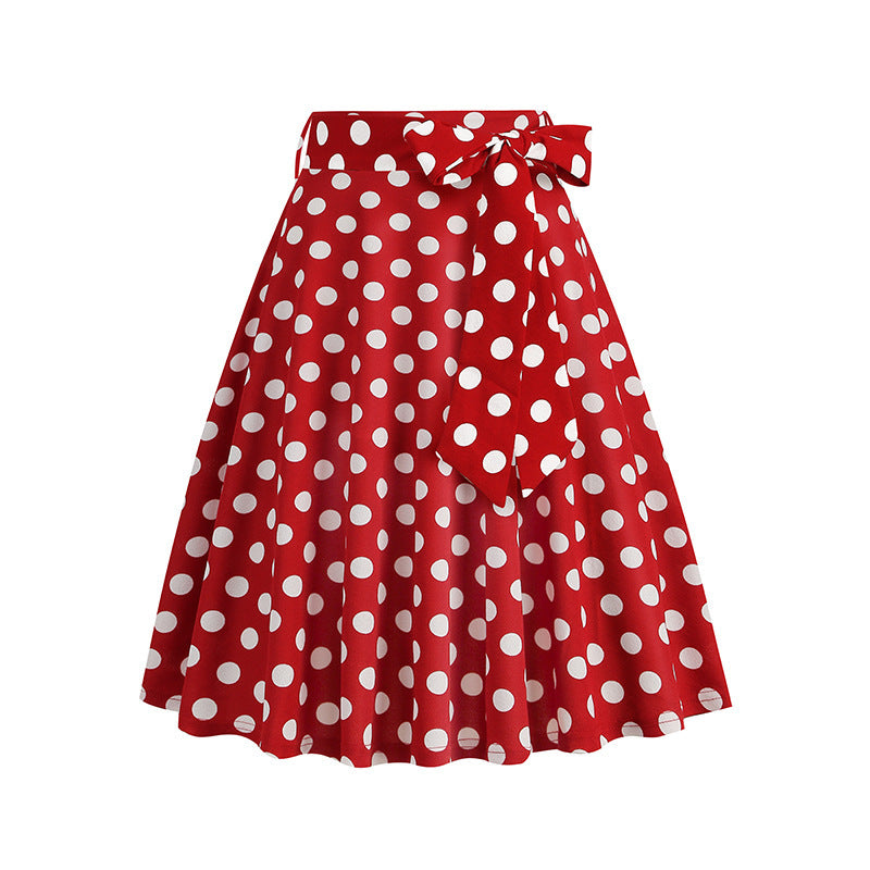 Women's Retro Dots Floral Purple Group Belt Skirts
