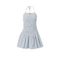 Women's Sweet Spicy Bow Smocking Halter Tulle Dress