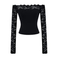 Classy Stylish Women's Lace Stitching Long-sleeved Women's T-shirt