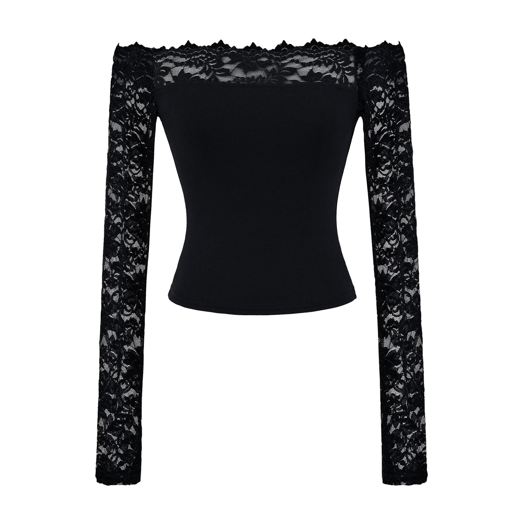 Classy Stylish Women's Lace Stitching Long-sleeved Women's T-shirt