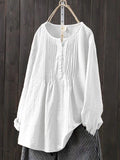 Art Solid Color Bamboo Cotton Linen Pullover Tops