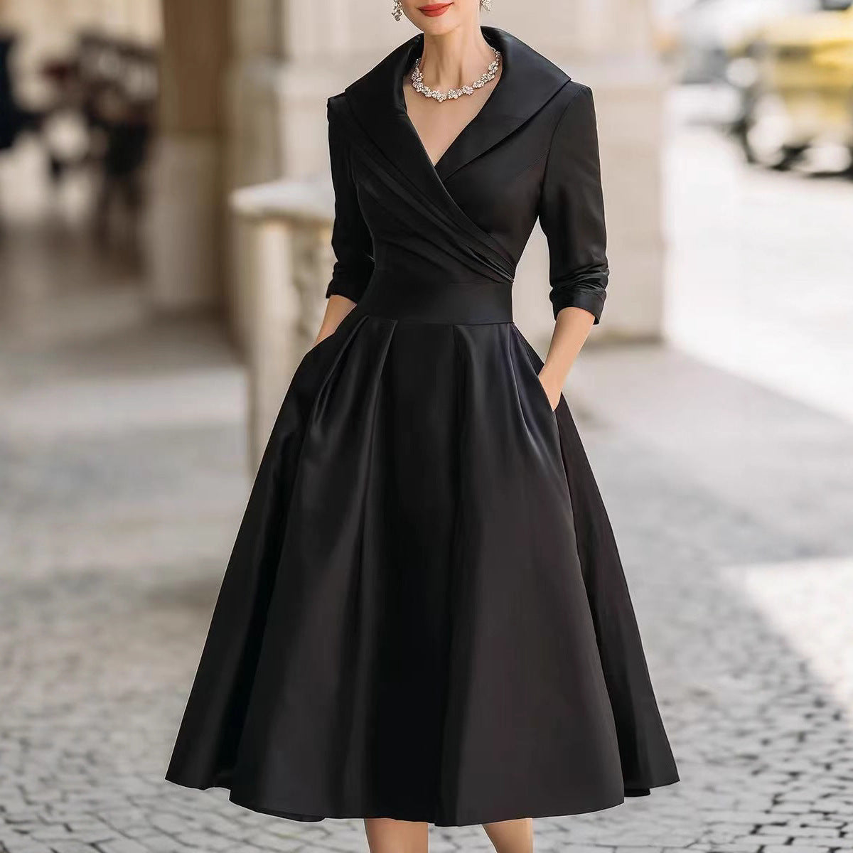 Women's Elegant Formal Waist Slimming Long Sleeve Dress