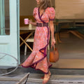 Bohemian Elegant Holiday Floral Print Long Dress