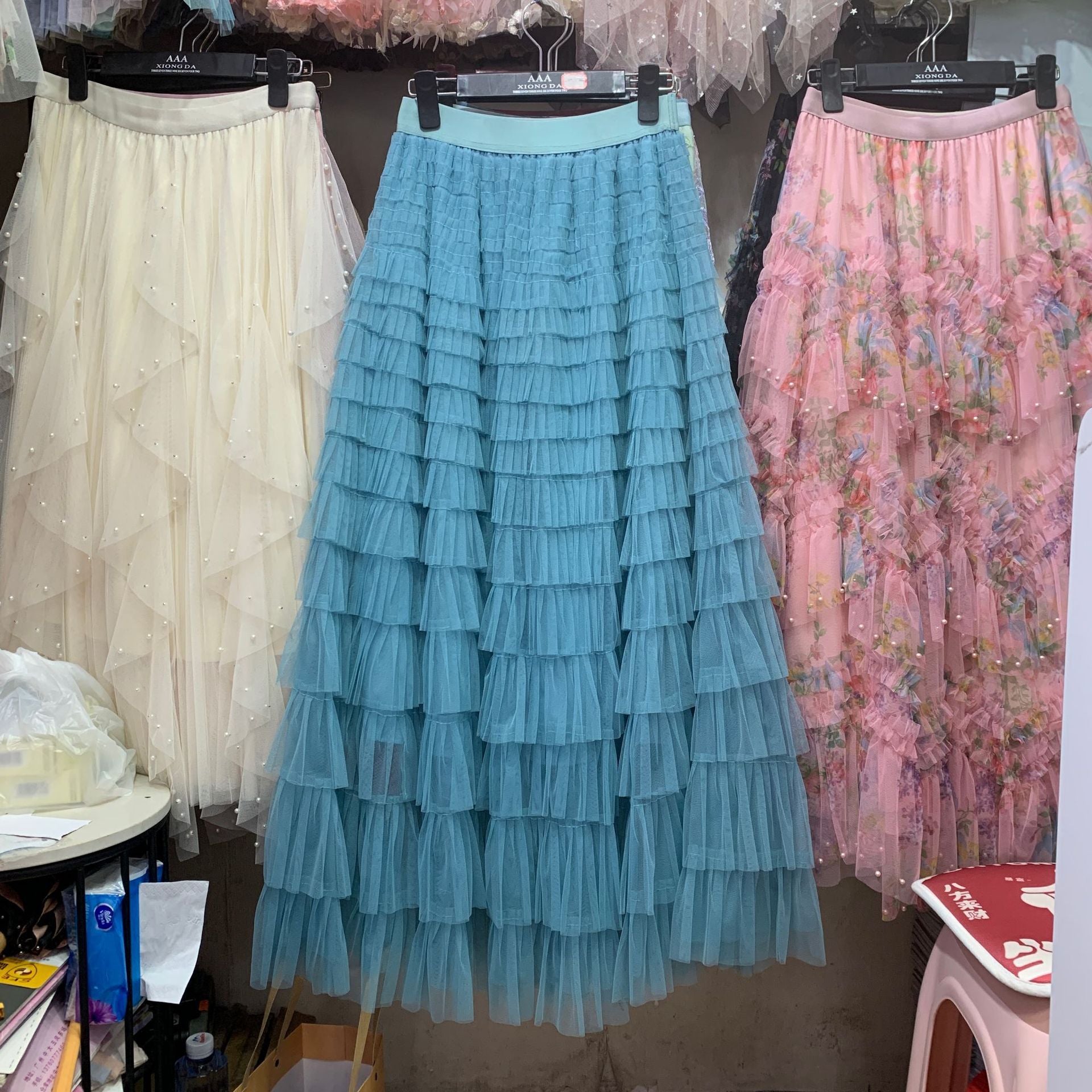 Glamorous Women's Summer Fashion Mesh Tiered Skirt