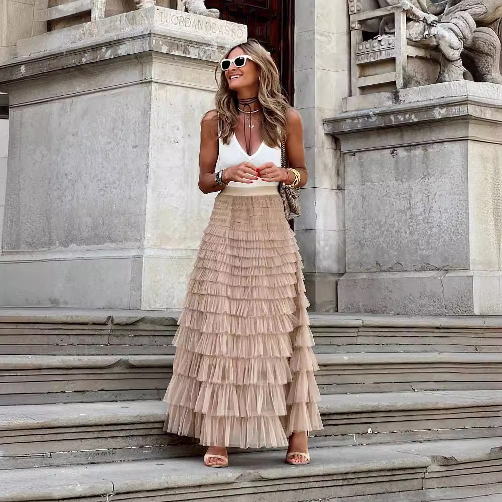 Women's Strictly Selected Summer Fashion Mesh Tiered Skirt