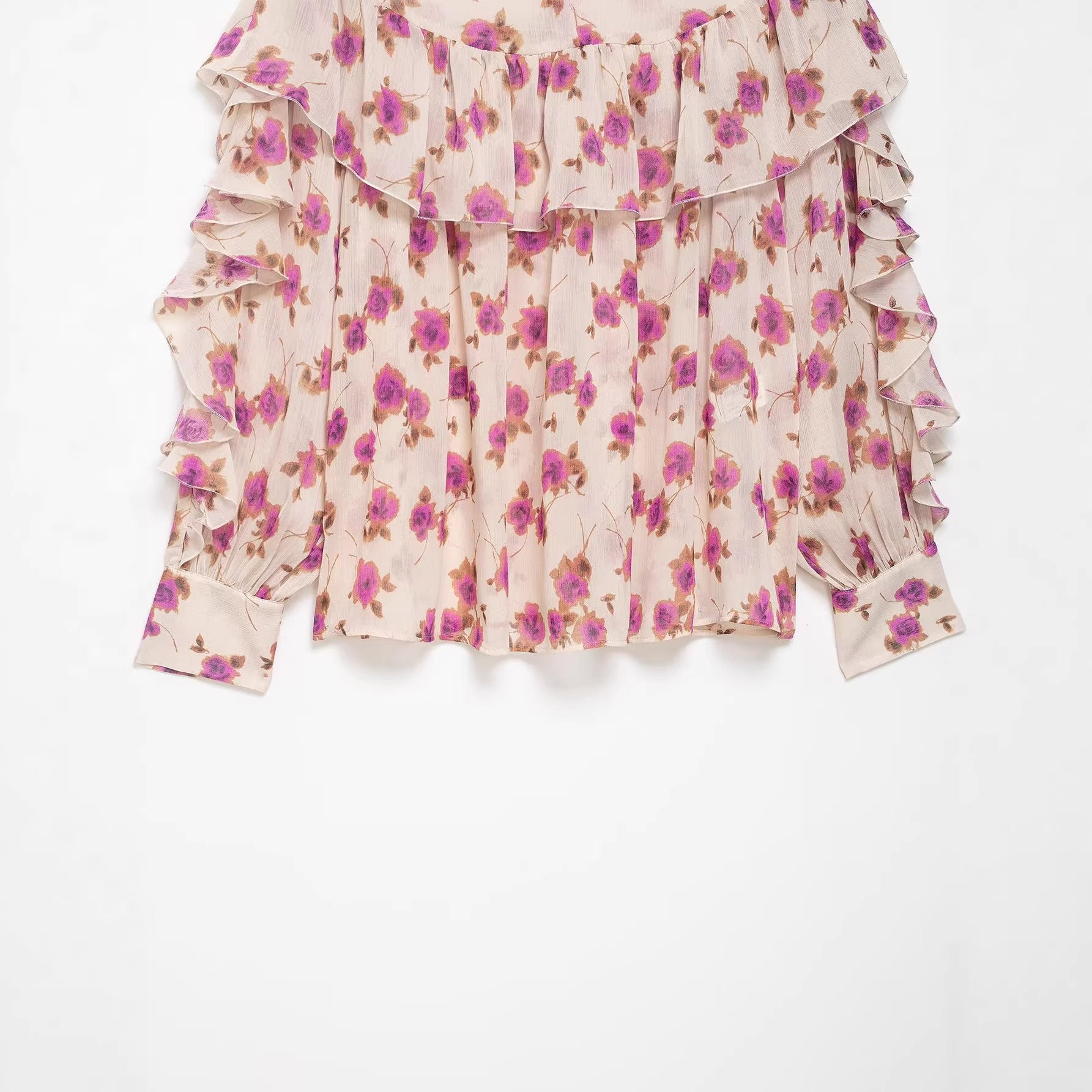 Women's Retro Style Printed Laminated Decoration Shirt Blouse