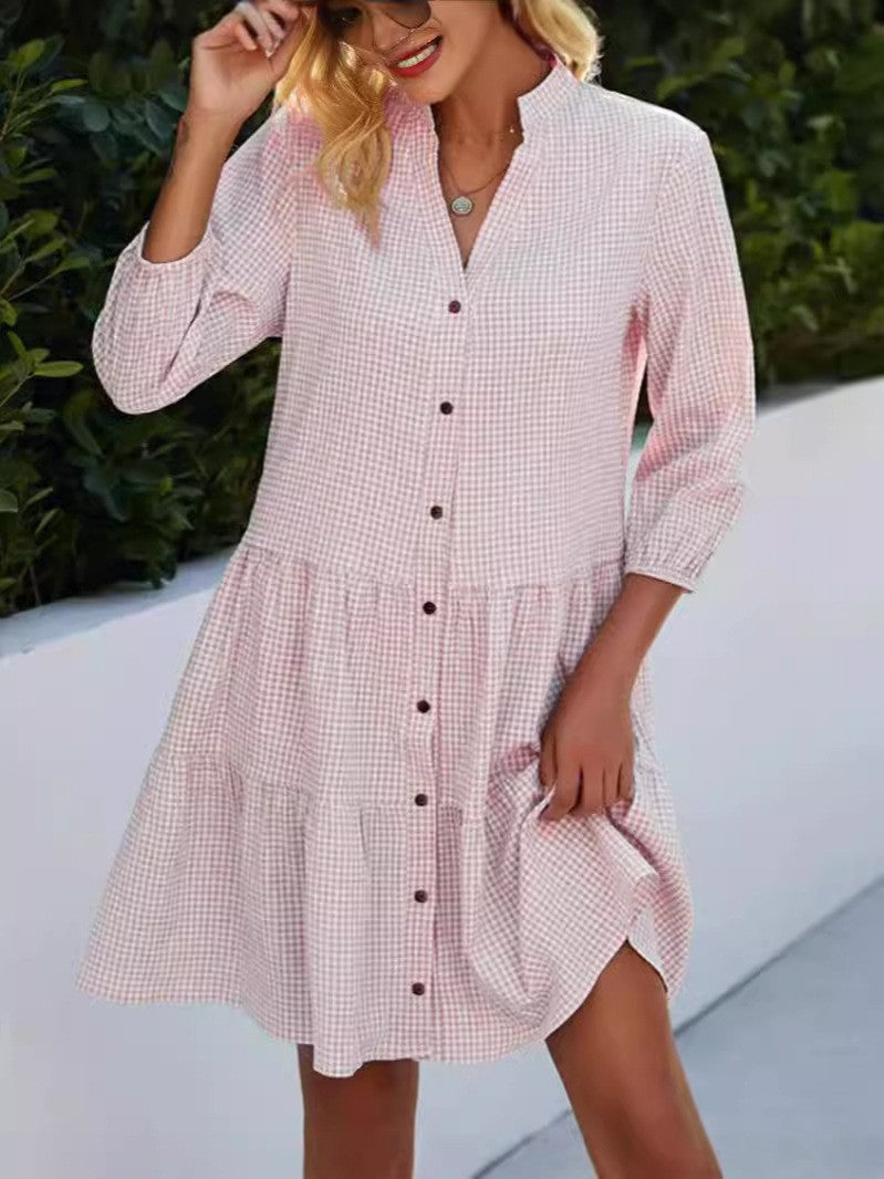 Fashion Plaid Stand Collar Split Sleeve Cardigans