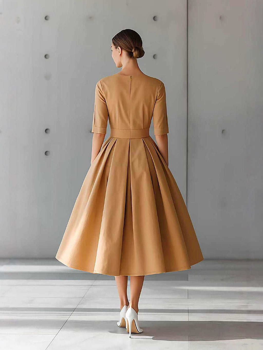 Fashion Casual Elegant Personality Design Three-quarter Sleeve Swing Dress