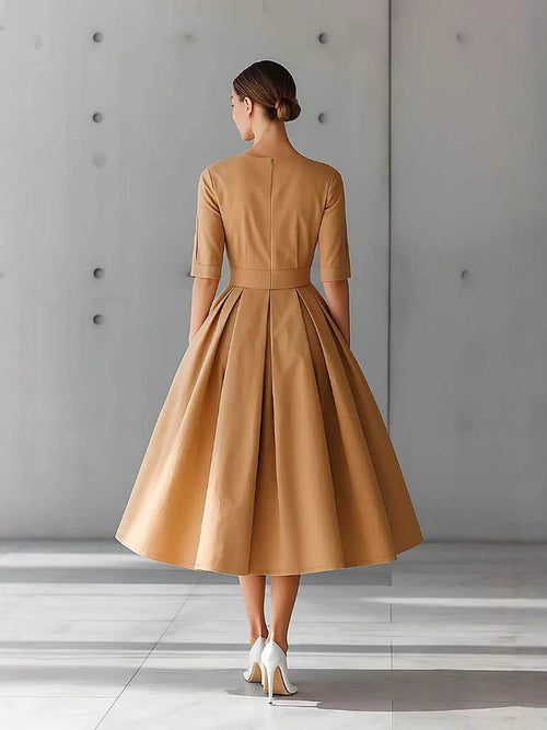 Fashion Casual Elegant Personality Design Three-quarter Sleeve Swing Dress