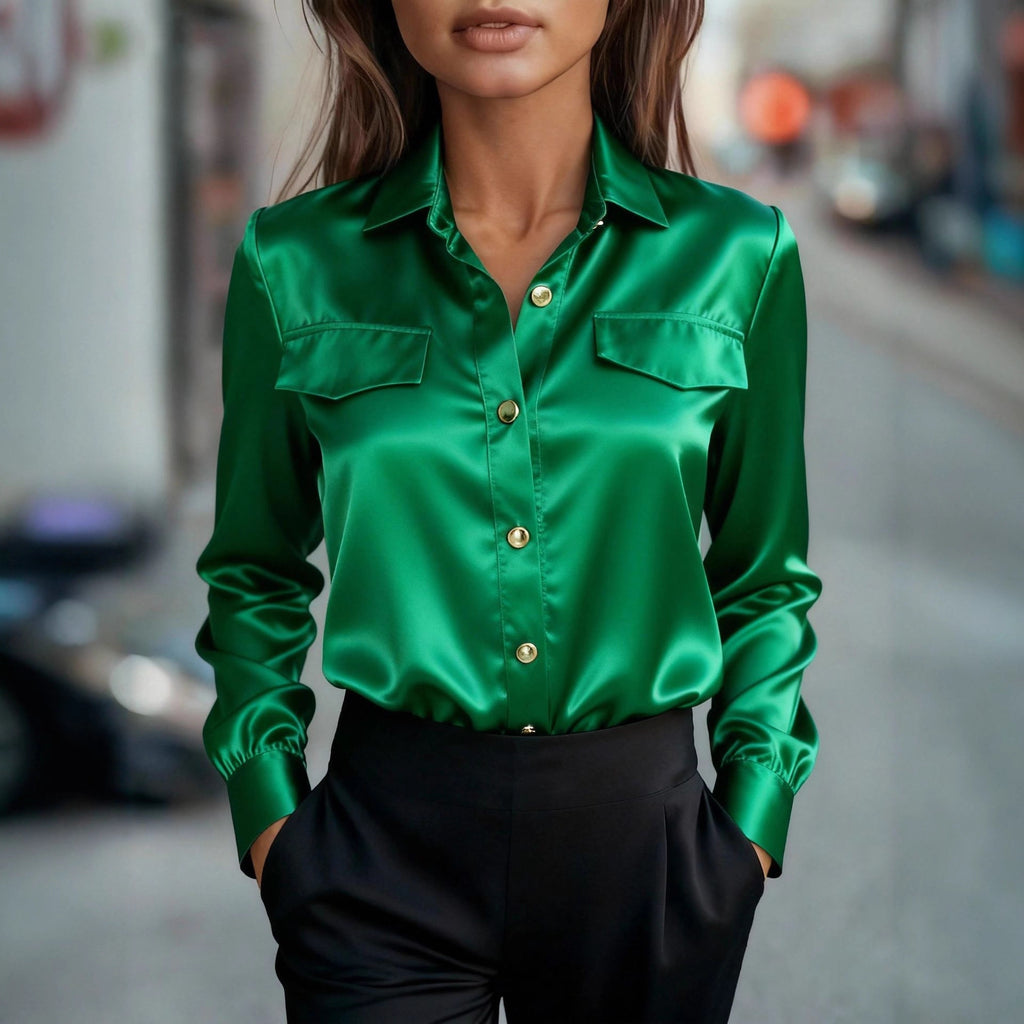 Women's Shirt Long Sleeve Lapel Button Clothing