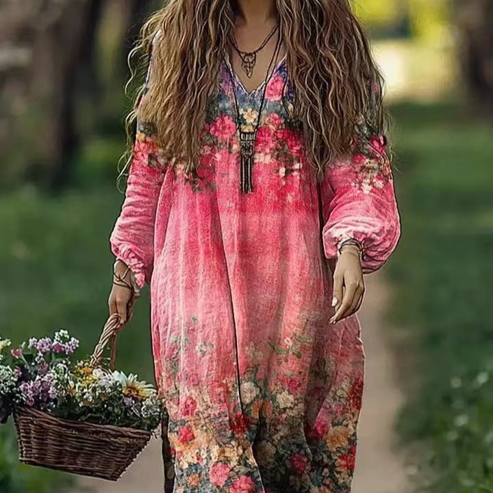 Women's Spring Printed Long-sleeved Other Elegant Dress