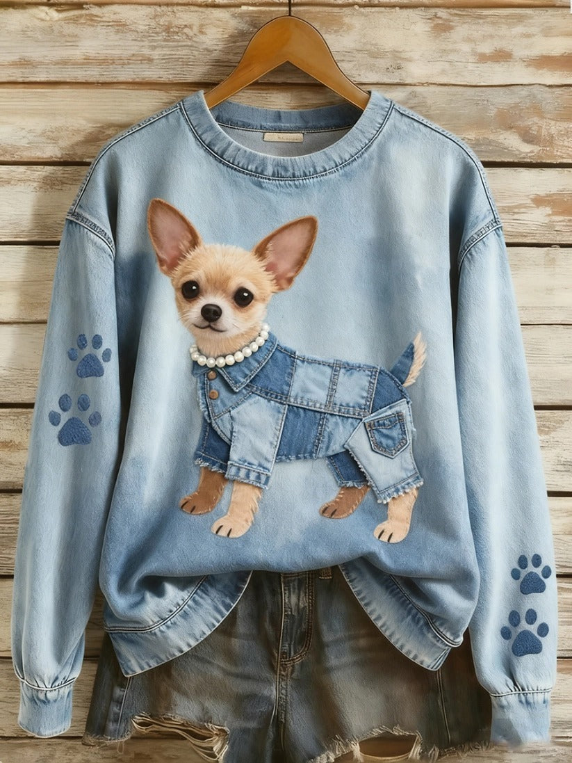 Digital Printing Cartoon Round Neck Long Sleeve Women's T-shirt