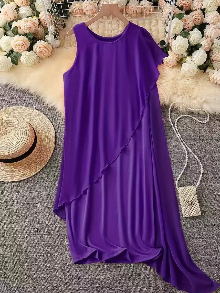Summer Fashionable Elegant Irregular Chiffon Sleeveless Dress
