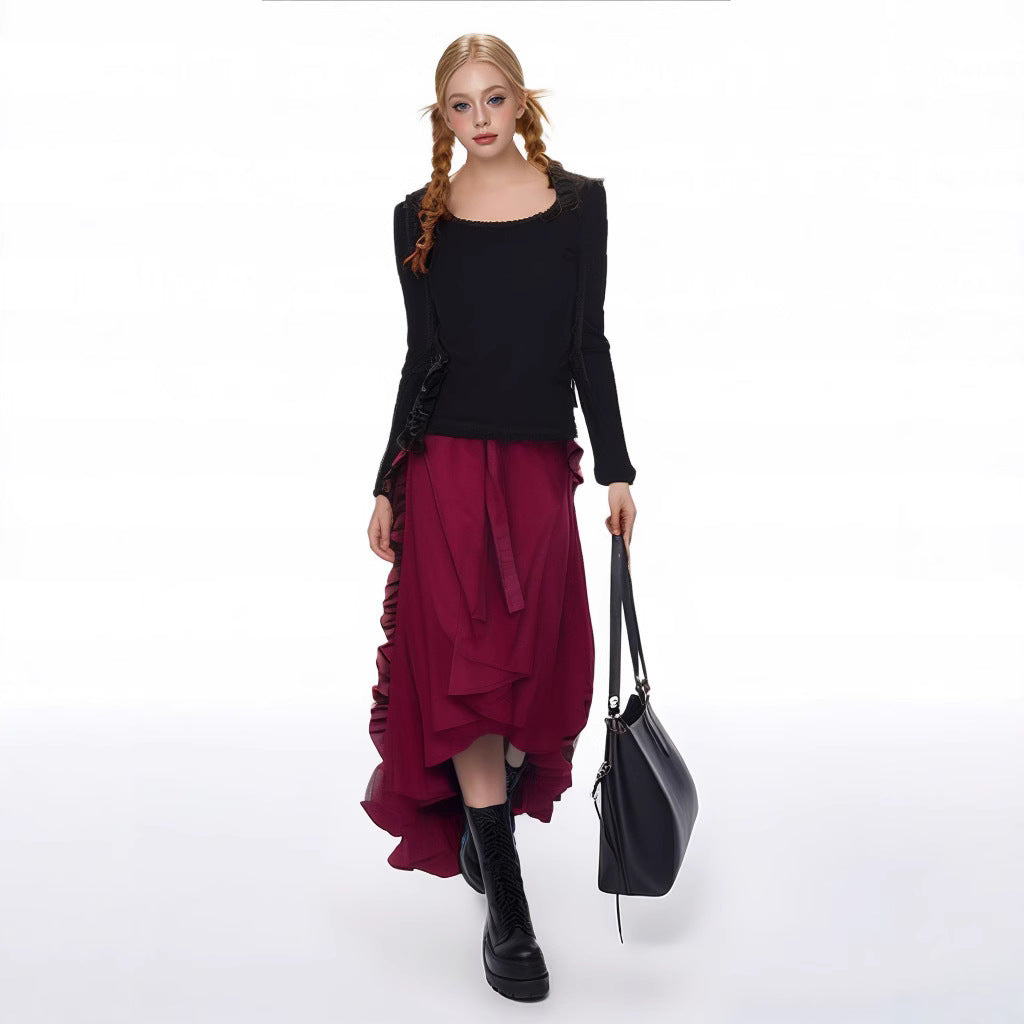 Women's Retro Style Nipped Waist Solid Color Activity Skirts