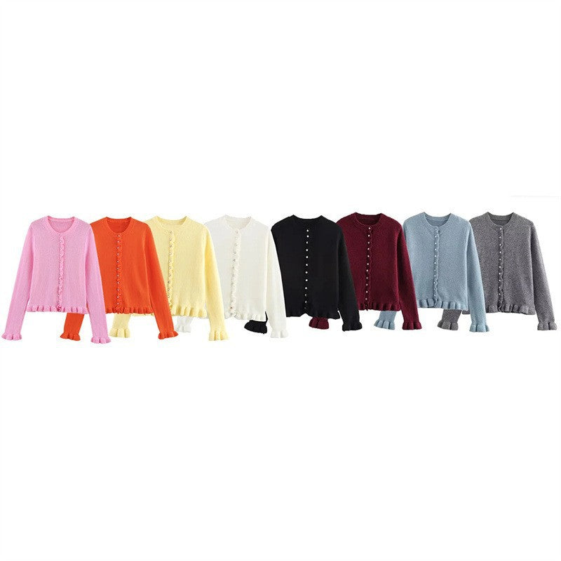 Autumn Temperament Crew Neck Simple Laminated Decoration Coats