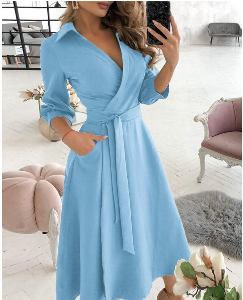 Women's Fashion Long Sleeve Printed Sheath Elegant Dress