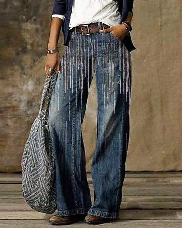 Women's Casual Imitation Wide Leg Trousers Women's Jeans