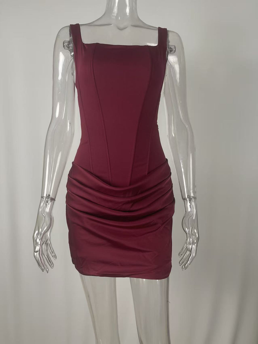 Women's Sweet Spicy Cinched Pleated Fishbone Dress