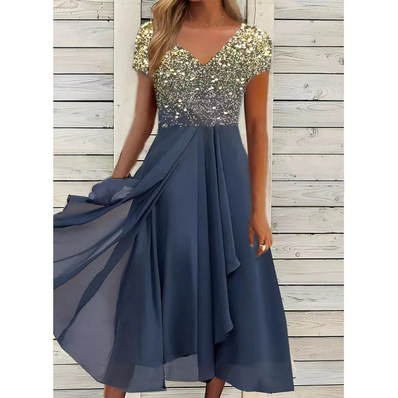 Women's Summer Urban Casual Fashion Chiffon Stitching Dress