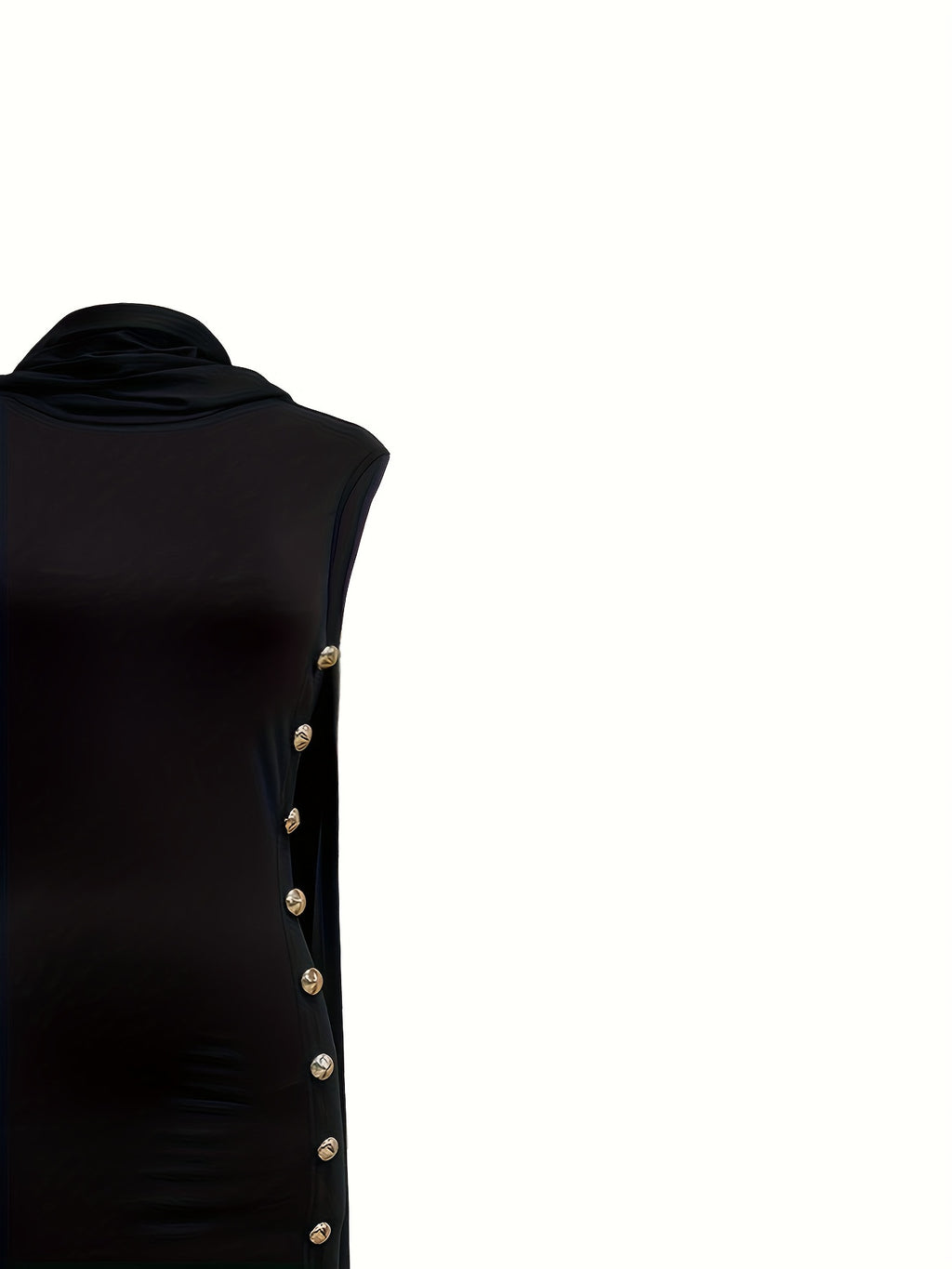 Women's Solid Color Buttons Side Slit Shawl Collar Dress