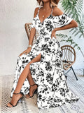 Floral Printed Sling Exotic Bohemian Vacation Style Elegant Dress