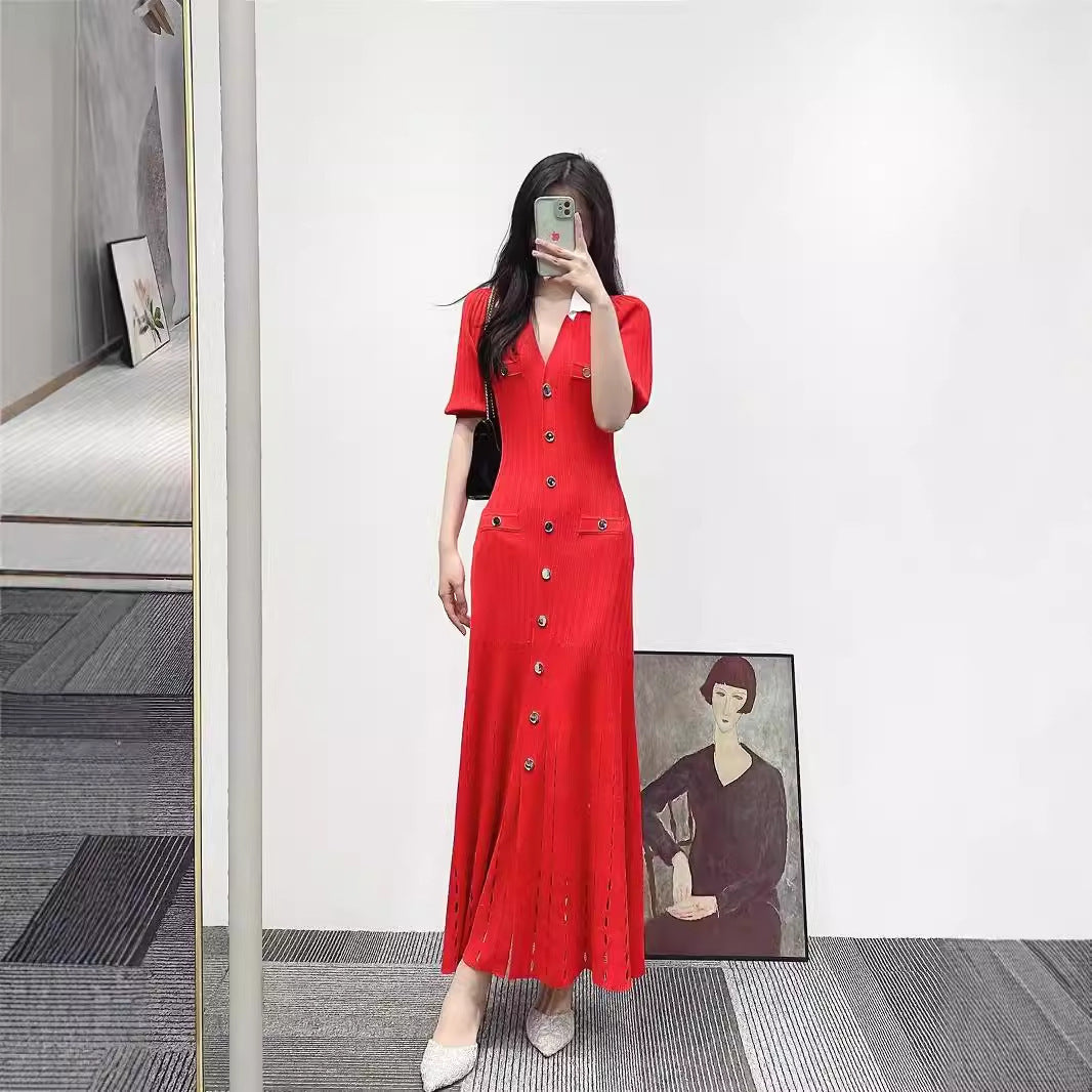 French Style Design Temperament Single Breasted Dress