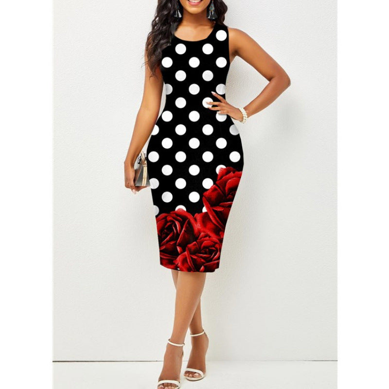 New Women's Temperament Sleeveless Sheath Print Suits