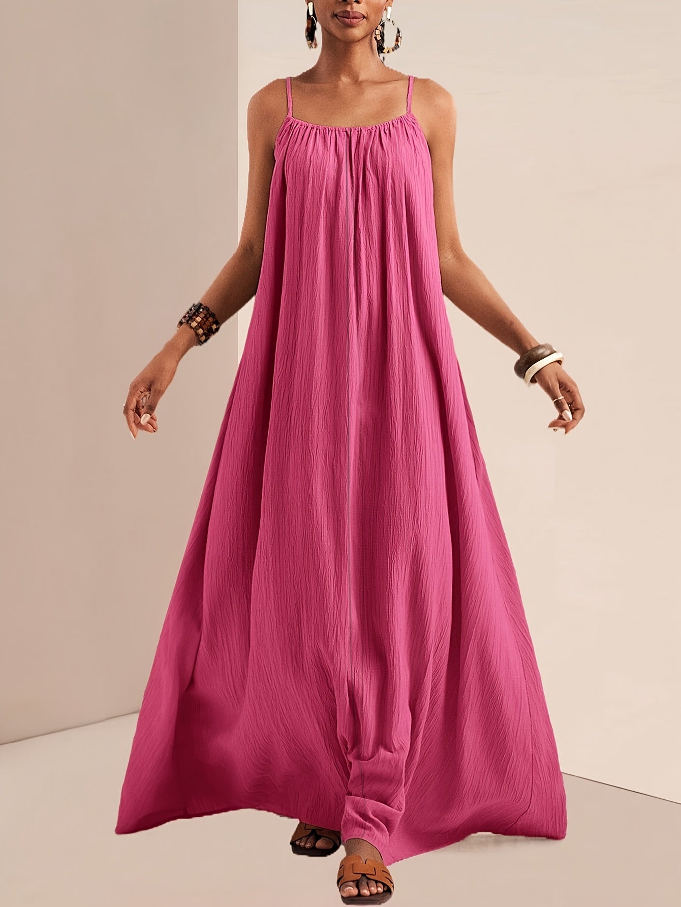 Summer Fashion Elegant Solid Color Sling Large Dress