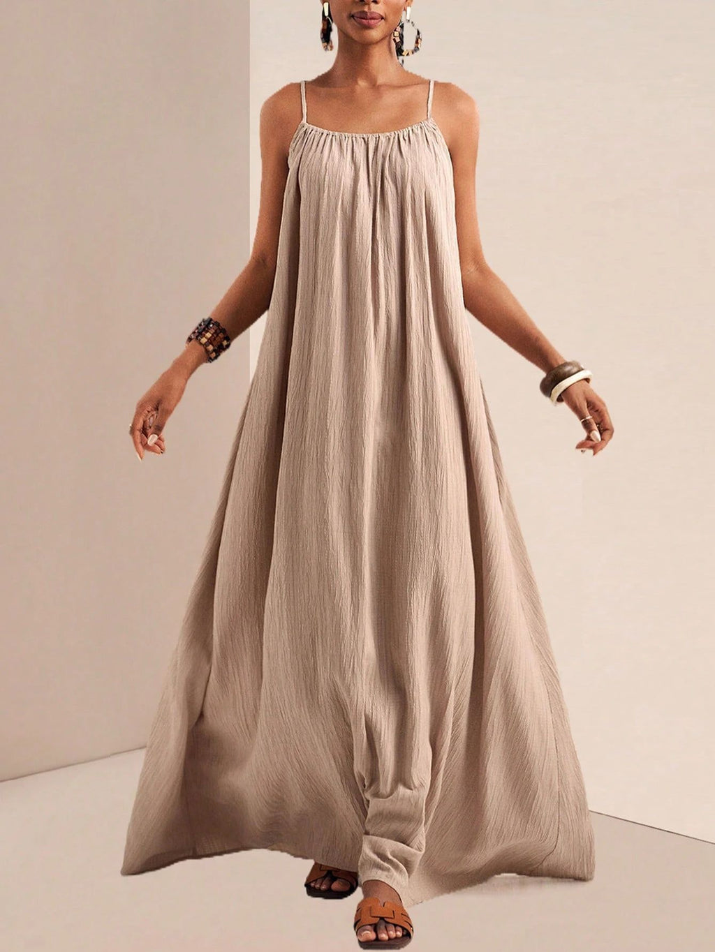 Summer Fashion Elegant Solid Color Sling Large Dress