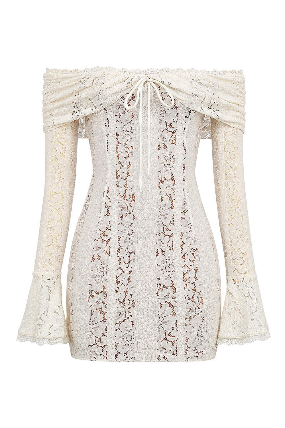 Fashion Sexy Lace Long Bell Sleeve Dress