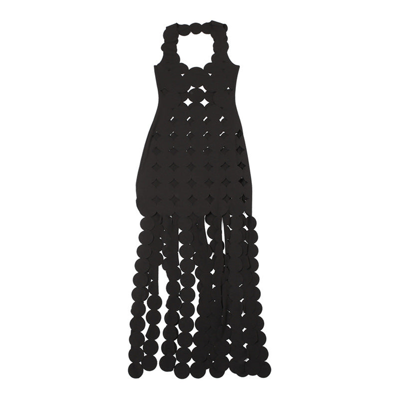 Women's Summer Fashion Sleeveless Sexy Rhombus Ripped Backless Dress