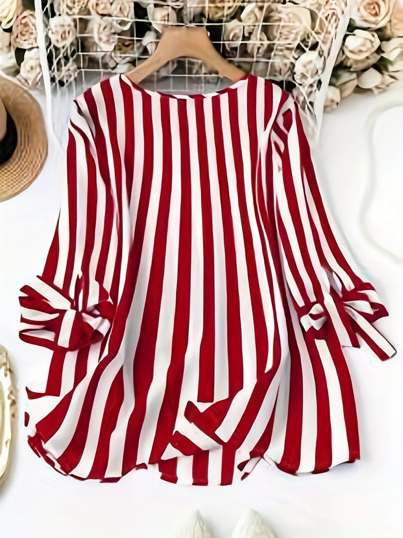 Autumn Summer Striped Three-quarter Sleeve Casual Blouse