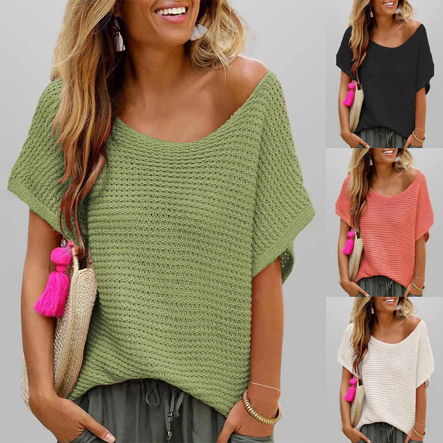 Women's Summer Fashion Casual Round Neck Solid Color Shorts