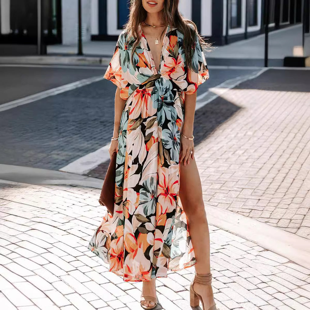 Women's Sexy Hot Fashion Printed Deep V Dress