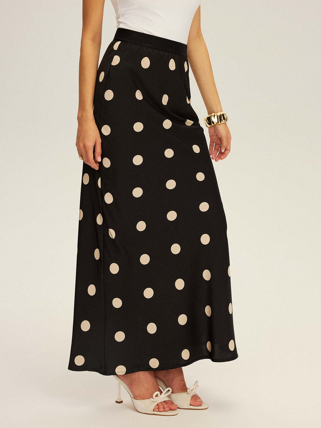 Dot Fashion Slimming A- Line Drape Elastic High Waist Fishtail Skirt
