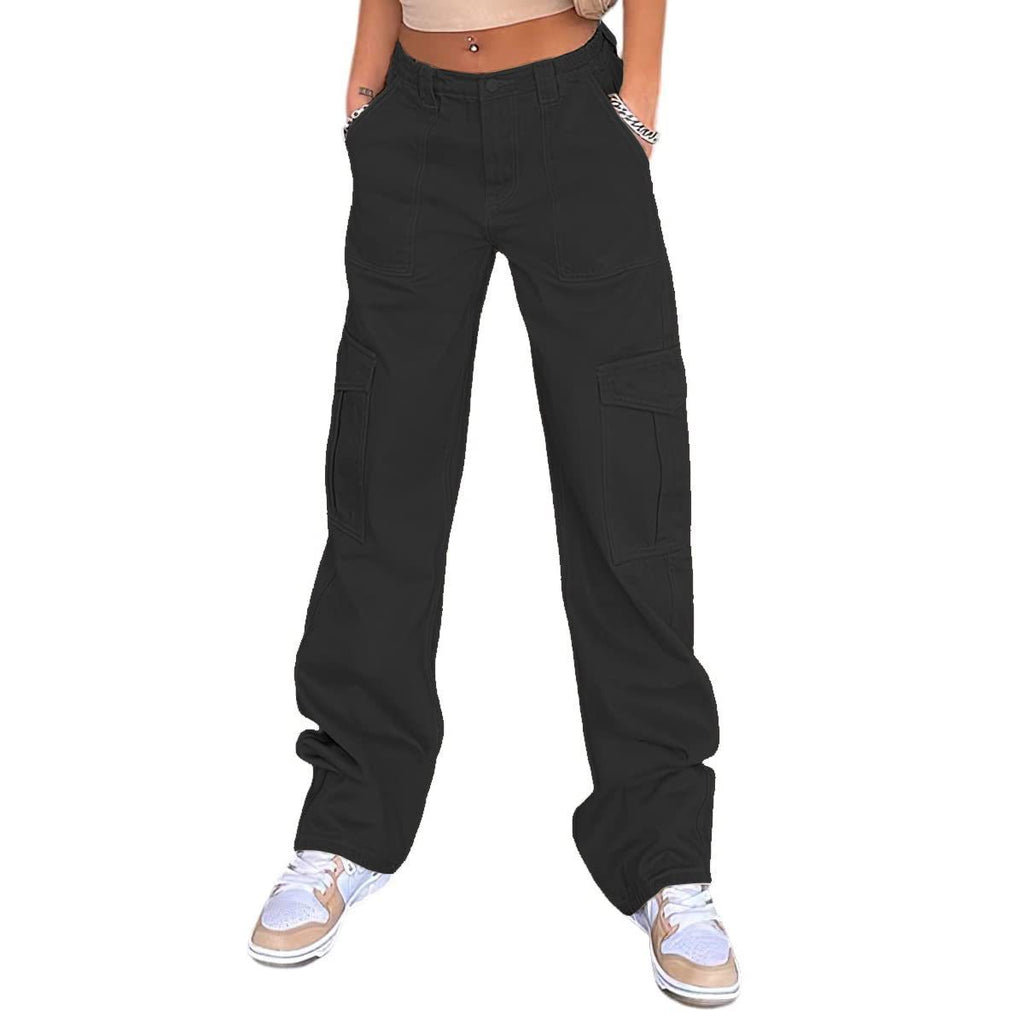 Attractive Women's High Waist Straight Cargo Pants