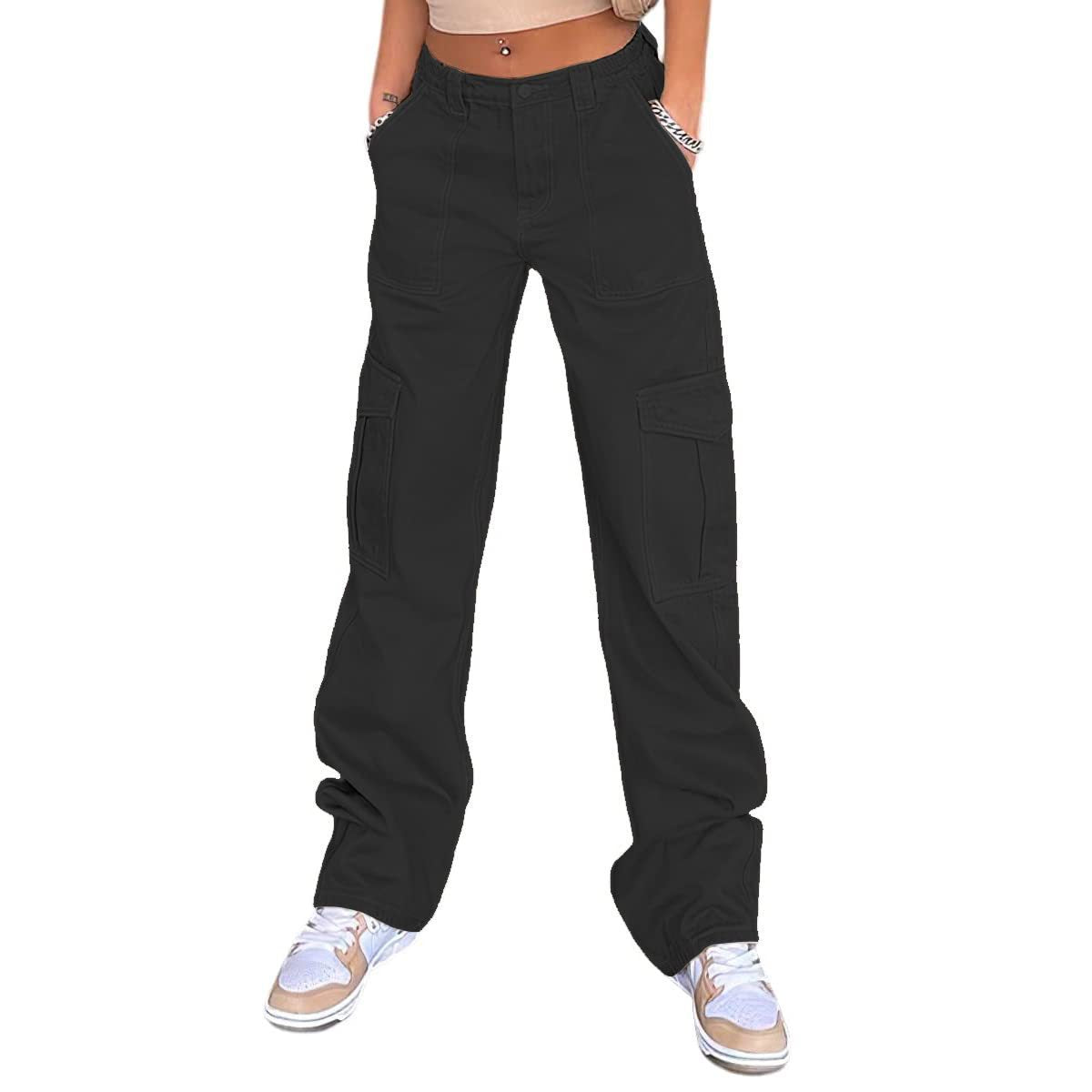 Attractive Women's High Waist Straight Cargo Pants